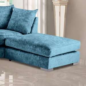 Boise Chenille Fabric Footstool In Teal - UK