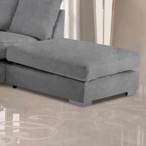 Boise Malta Plush Velour Fabric Footstool In Grey - UK