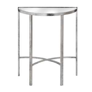 Bolek Mirrored Glass Half Moon Side Table With Silver Legs - UK