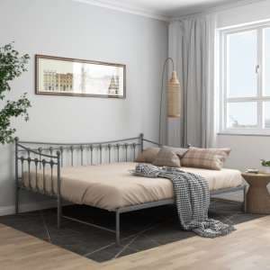 Bolesia Pull-Out Metal Frame Single Sofa Bed In Grey - UK
