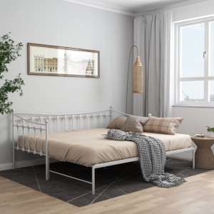 Bolesia Pull-Out Metal Frame Single Sofa Bed In White - UK