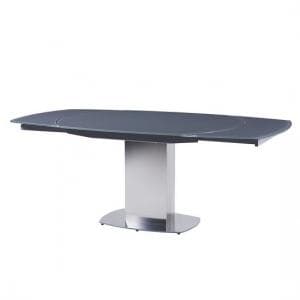 Oakmere Rotating Extending Glass Dining Table In Grey