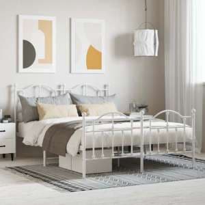 Bolivia Metal Double Bed In White - UK