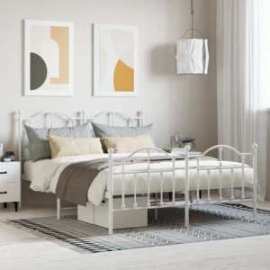 Bolivia Metal King Size Bed In White - UK