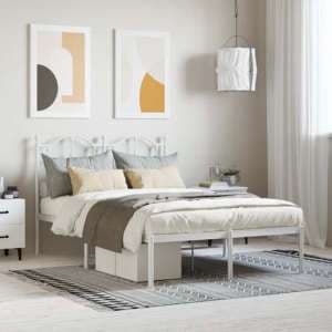Bolivia Metal Small Double Bed With Headboard In White - UK