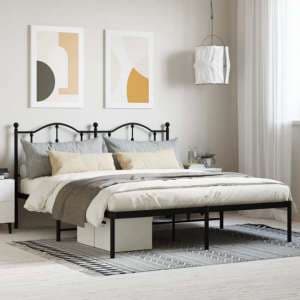 Bolivia Metal Super King Size Bed With Headboard In Black - UK