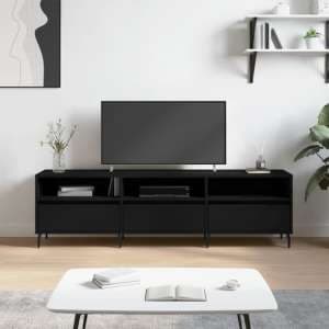 Bonn Wooden TV Stand With 3 Drawers In Black - UK