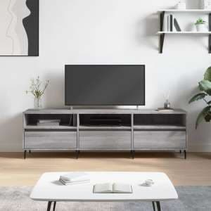 Bonn Wooden TV Stand With 3 Drawers In Grey Sonoma Oak - UK