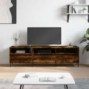 Bonn Wooden TV Stand With 3 Drawers In Smoked Oak - UK