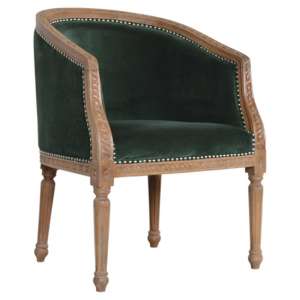 Borah Velvet Accent Chair In Emerald Green And Natural