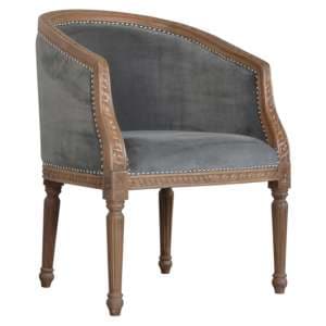 Borah Velvet Accent Chair In Grey And Natural
