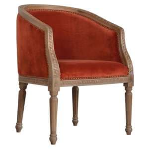 Borah Velvet Accent Chair In Rust And Natural