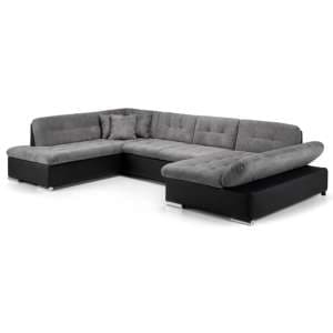Borba Fabric Left Hand Corner Sofa Bed In Black And Grey