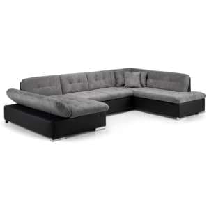 Borba Fabric Right Hand Corner Sofa Bed In Black And Grey