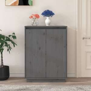 Boris Pinewood Shoe Storage Cabinet With 2 Doors In Grey