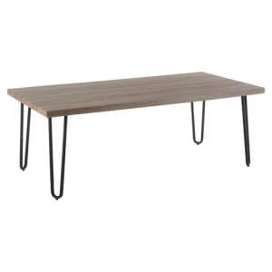 Boroh Wooden Coffee Table With Black Metal Legs In Natural - UK