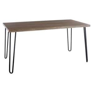 Boroh Wooden Dining Table With Black Metal Legs In Natural