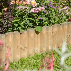 Bort 6 Inch Set Of 2 Wooden 1.0m Border Fence In Natural Timber - UK