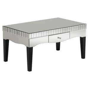 Boulejo Mirrored Glass Coffee Table In Silver And Black
