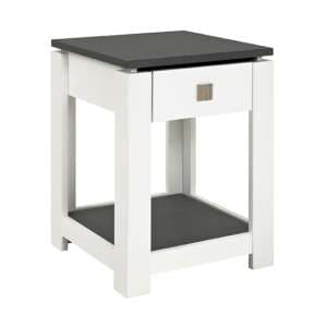 Bouse Wooden 1 Drawer Side Table In White And Granite Effect - UK