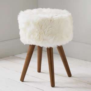 Bovril Sheepskin Stool In Natural With Solid Oak Legs