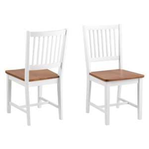 Bowral Oak And White Wooden Dining Chairs In Pair