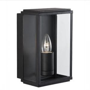 Box Outdoor Wall Light In Black With Bevelled Glass