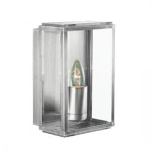 Box Outdoor Wall Light In Satin Silver With Bevelled Glass