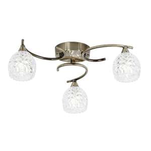 Boyer 3 Lights Glass Semi Flush Ceiling Light In Antique Brass - UK