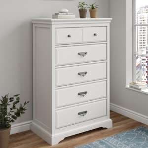 Bradshaw Wooden Chest Of 5 Drawers In White - UK