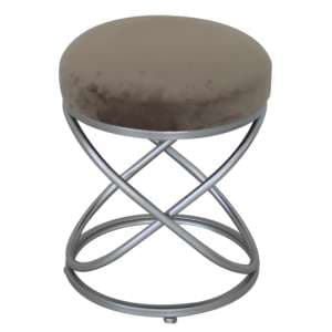 Braga Velvet Rizzo Stool In Taupe With Matte Silver Legs - UK