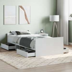 Braga Wooden Single Bed With Drawers In White - UK