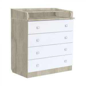 Braize Wooden 4 Drawers Chest With Changing Top In Elm And White