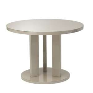 Brambee Glass Dining Table Round In Latte And High Gloss - UK
