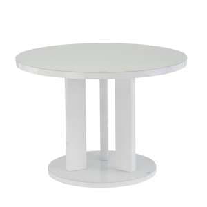 Brambee Glass Dining Table Round In White And High Gloss - UK