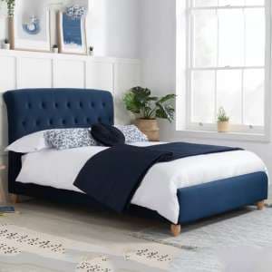 Brampton Fabric Small Double Bed In Midnight Blue - UK