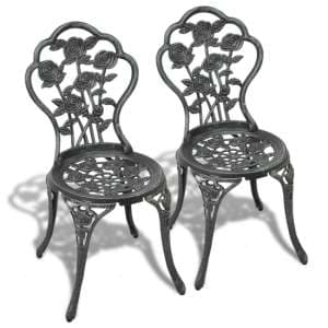 Brandi Green Cast Aluminium Bistro Chairs In A Pair