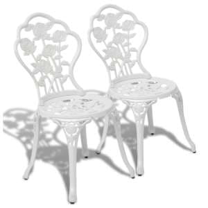 Brandi White Cast Aluminium Bistro Chairs In A Pair