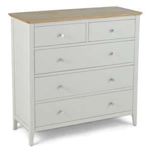Brandy Chest Of Drawers In Off White And Oak With 5 Drawers - UK