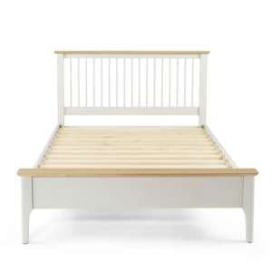 Brandy Wooden Double Bed In Off White And Oak