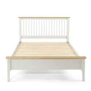 Brandy Wooden King Size Bed In Off White And Oak - UK