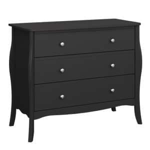 Braque Wide Wooden Chest Of 3 Drawers In Black - UK
