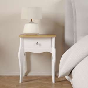 Braque Wooden Bedside Table In Pure White Iced Coffee - UK