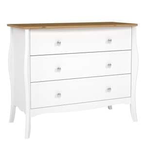 Braque Wooden Chest Of 3 Drawers In Pure White Iced Coffee - UK