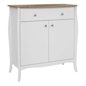 Braque Wooden Sideboard 2 Doors 1 Drawer In Pure White - UK