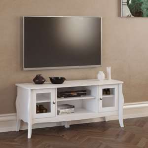Braque Wooden TV Stand With 2 Doors And 2 Shelves In White - UK