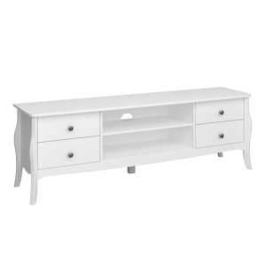 Braque Wooden TV Stand With 4 Drawers And 2 Shelves In White - UK