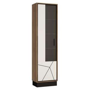Brecon Left Handed Wooden Display Cabinet In Walnut And White - UK