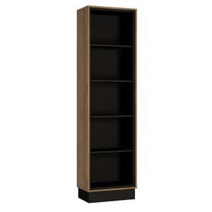Brecon Wooden Tall Bookcase In Walnut And Black