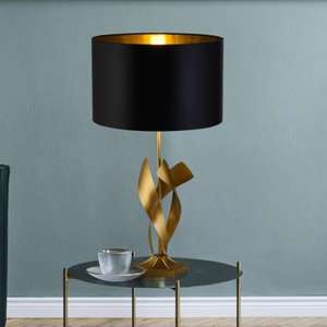 Breeze Black Shade Table Lamp With Gold Metal Base - UK